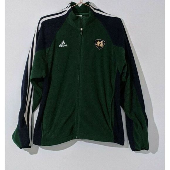 adidas Other - Notre Dame Jacket Fleece Green Blue Zip Up Embroidered Size Large